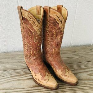Corral Tan and Brown Heeled Boots
